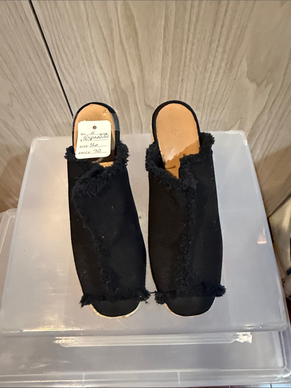 Castaner Black Frayed-Trim Slip-On Mules